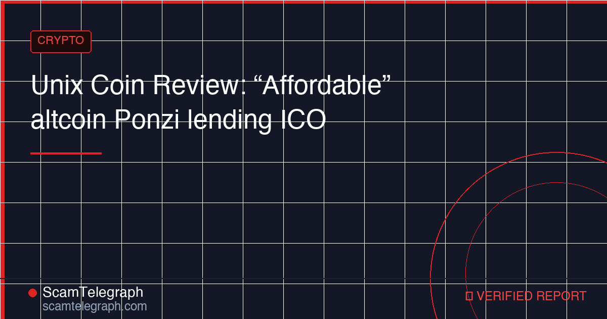 Unix Coin Review: “Affordable” altcoin Ponzi lending ICO