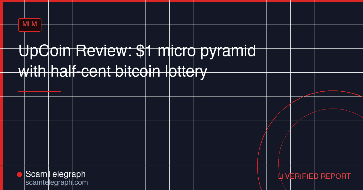 UpCoin Review: $1 micro pyramid with half-cent bitcoin lottery