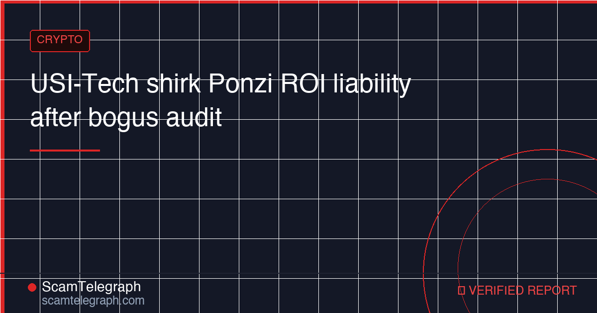 USI-Tech shirk Ponzi ROI liability after bogus audit