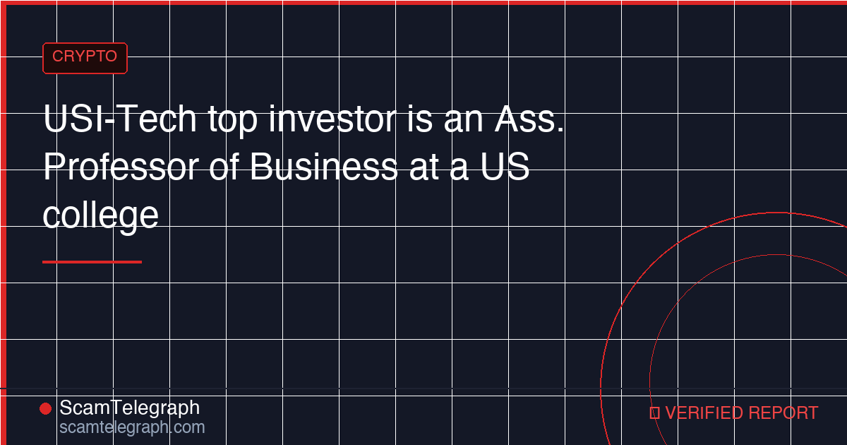 USI-Tech top investor is an Ass. Professor of Business at a US college
