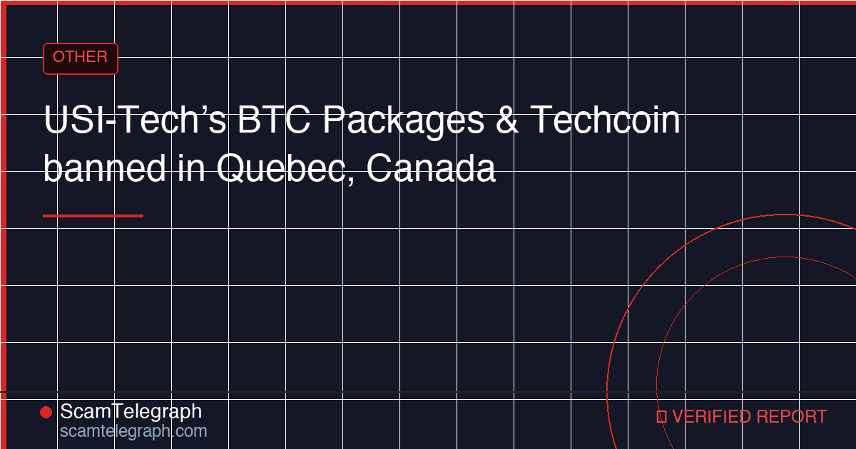 USI-Tech’s BTC Packages & Techcoin banned in Quebec, Canada