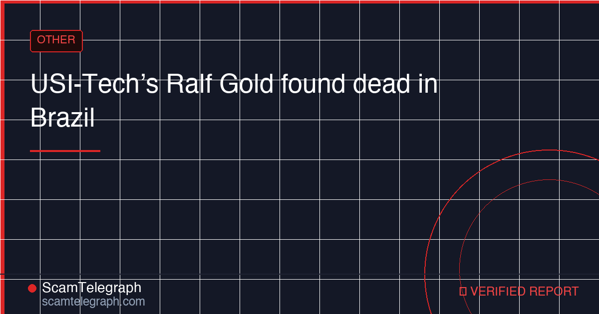 USI-Tech’s Ralf Gold found dead in Brazil