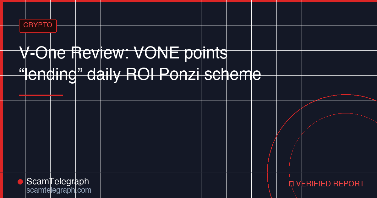 V-One Review: VONE points “lending” daily ROI Ponzi scheme
