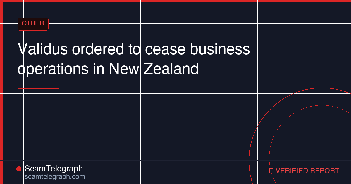 Validus ordered to cease business operations in New Zealand