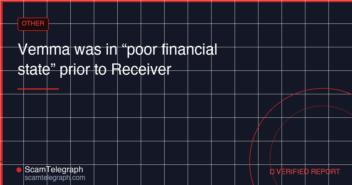 Vemma was in “poor financial state” prior to Receiver