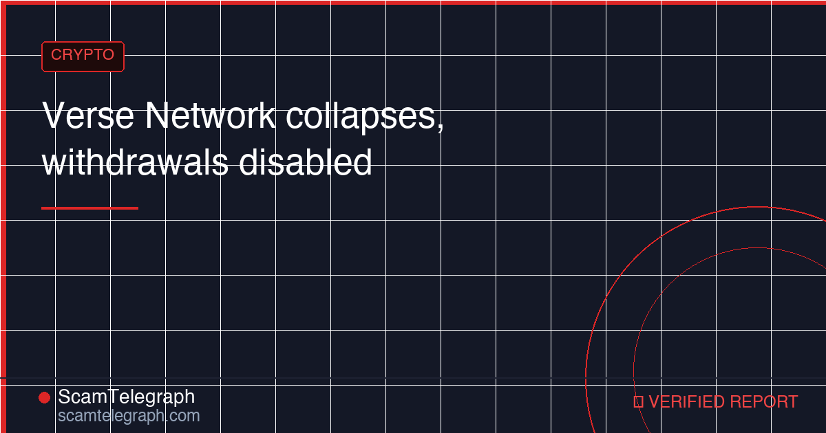 Verse Network collapses, withdrawals disabled