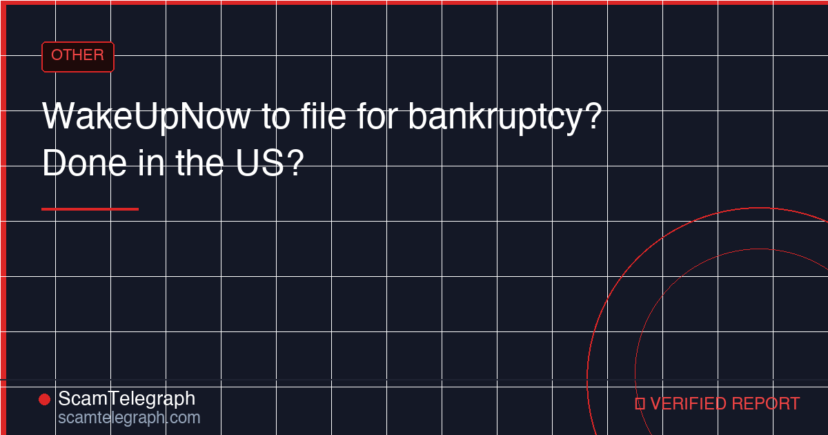 WakeUpNow to file for bankruptcy? Done in the US?