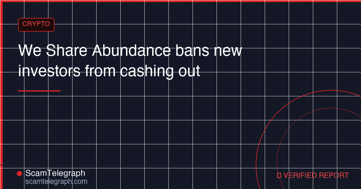 We Share Abundance bans new investors from cashing out