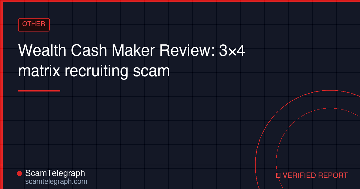 Wealth Cash Maker Review: 3×4 matrix recruiting scam