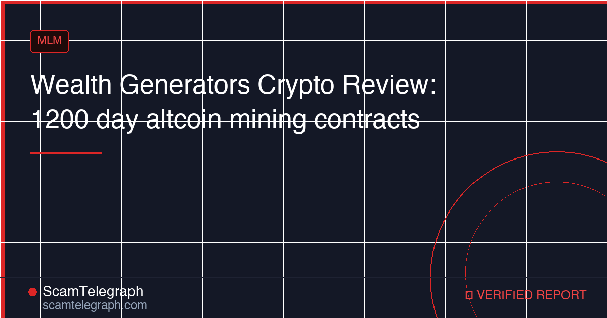 Wealth Generators Crypto Review: 1200 day altcoin mining contracts