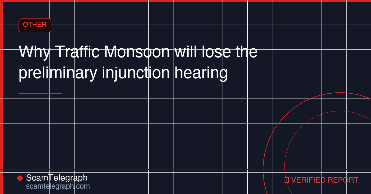 Why Traffic Monsoon will lose the preliminary injunction hearing
