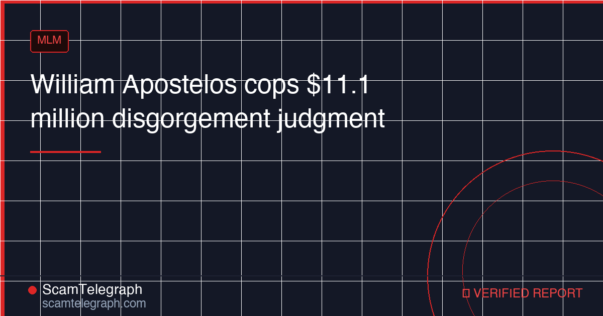 William Apostelos cops $11.1 million disgorgement judgment