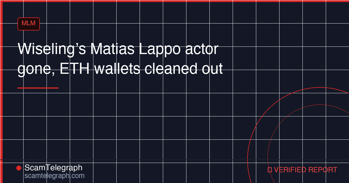 Wiseling’s Matias Lappo actor gone, ETH wallets cleaned out