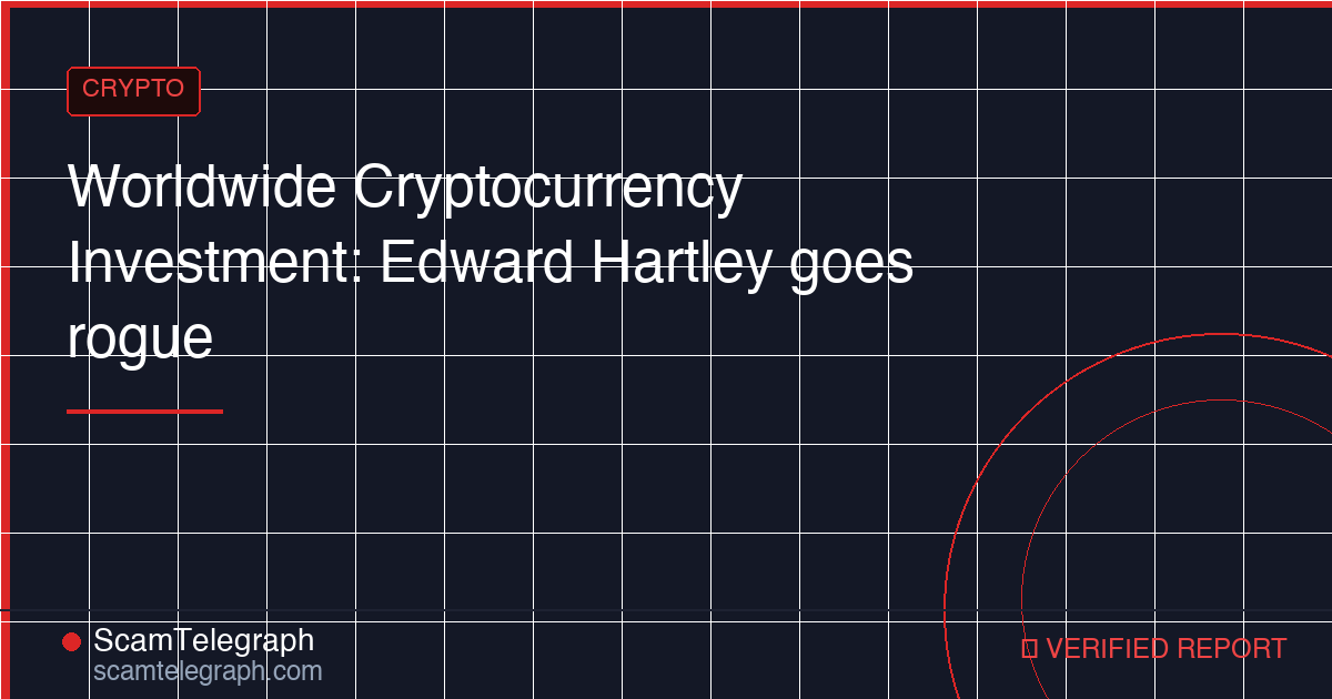 Worldwide Cryptocurrency Investment: Edward Hartley goes rogue
