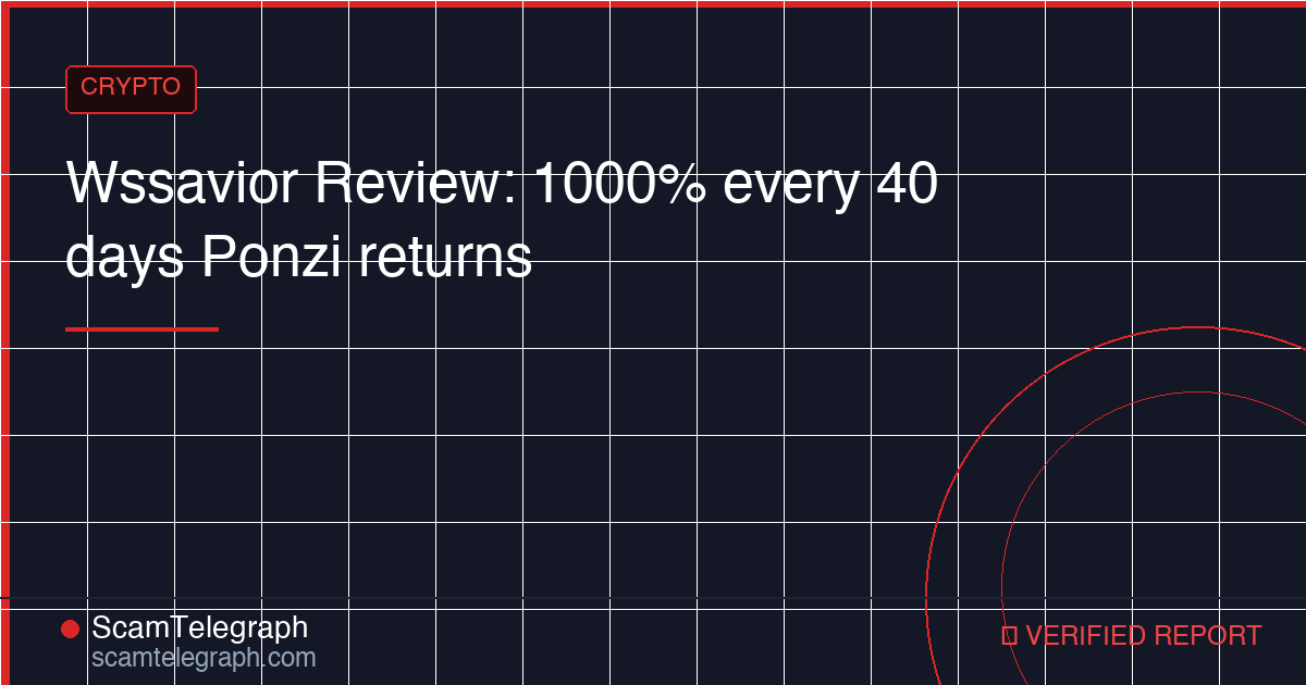 Wssavior Review: 1000% every 40 days Ponzi returns