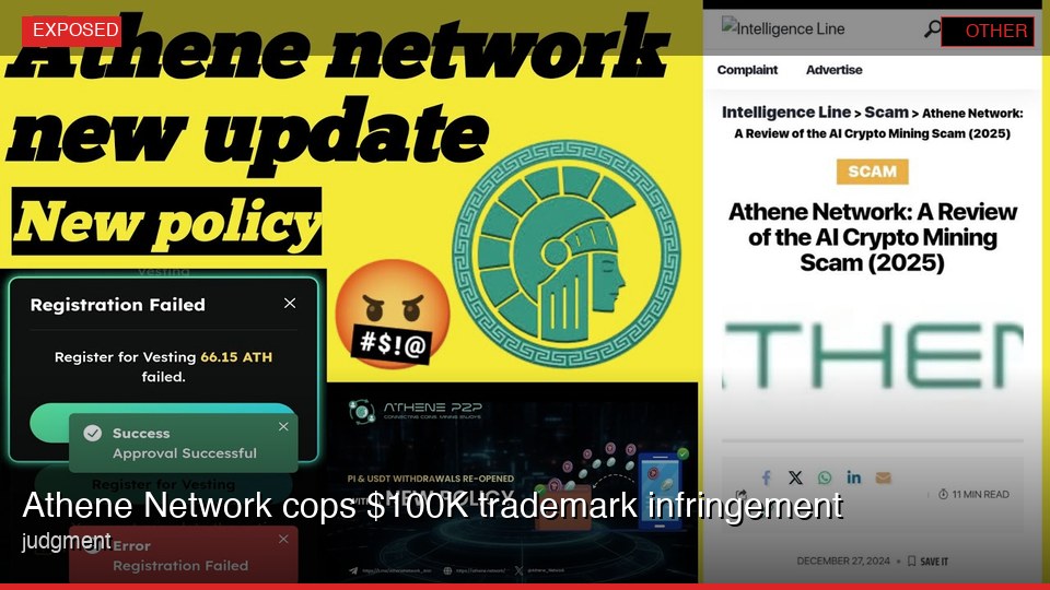 Athene Network cops $100K trademark infringement judgment