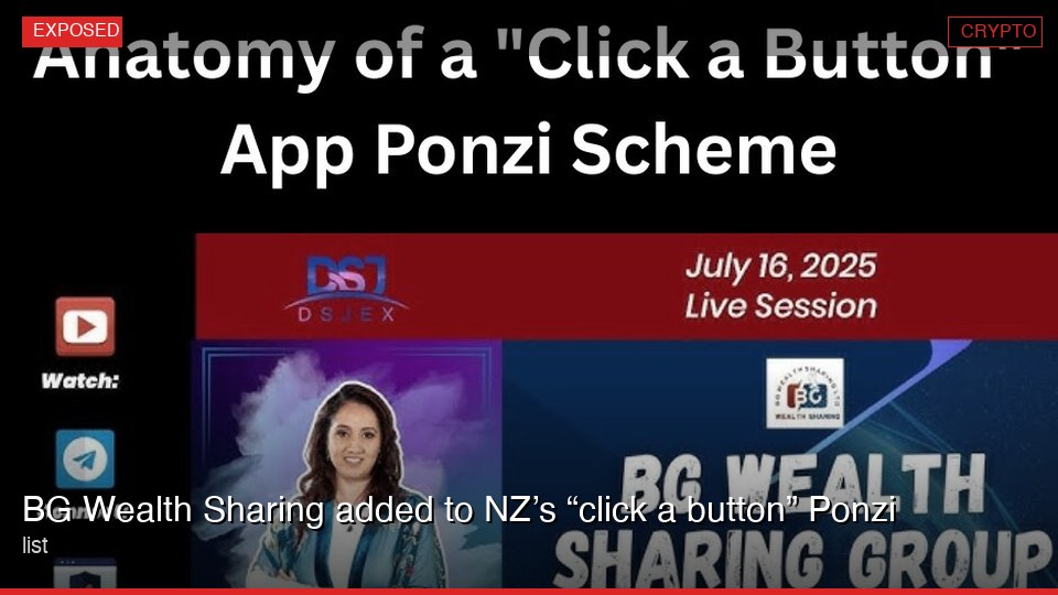 BG Wealth Sharing added to NZ’s “click a button” Ponzi list