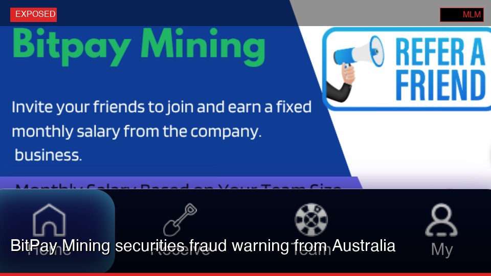 BitPay Mining securities fraud warning from Australia