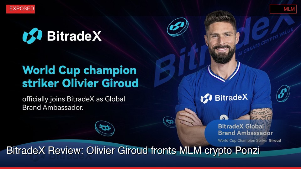 BitradeX Review: Olivier Giroud fronts MLM crypto Ponzi