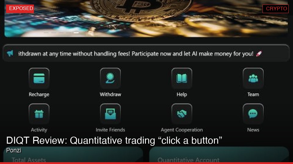 DIQT Review: Quantitative trading “click a button” Ponzi