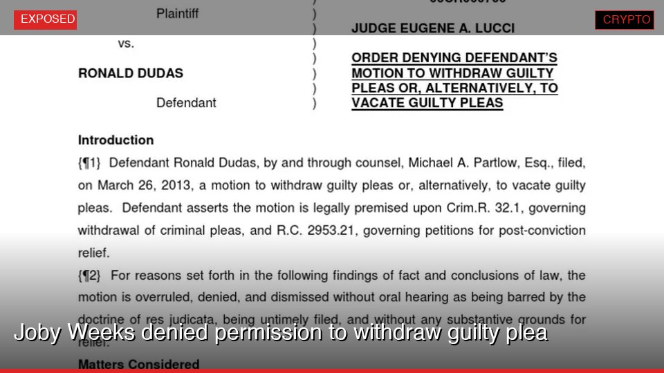 Joby Weeks denied permission to withdraw guilty plea