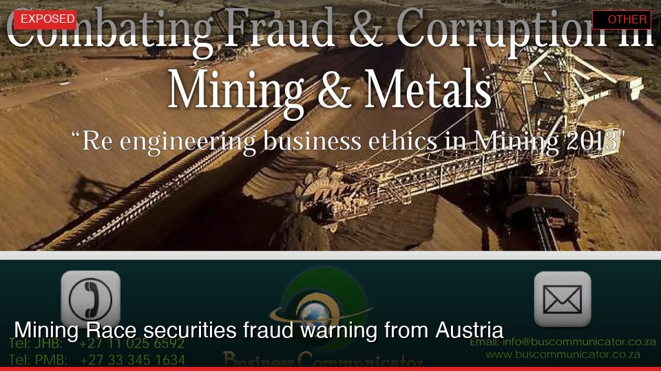 Mining Race securities fraud warning from Austria