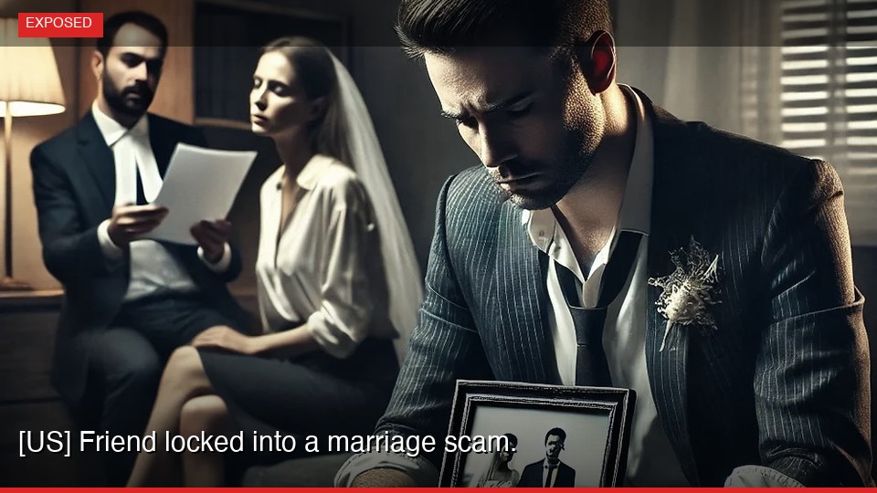[US] Friend locked into a marriage scam.
